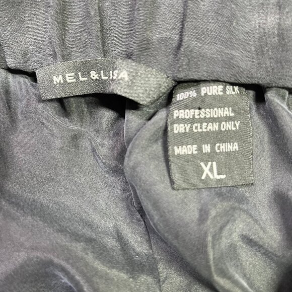 Mel & Lisa Size XL Pull-On Silk Pants Drawstring Pockets Fully Lined Dark Grey - Picture 2 of 7